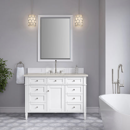 Brittany 48" Single Vanity in Bright White, w/ 3 CM Siberian Silestone Top w/FreePower Wireless Charger, view 5