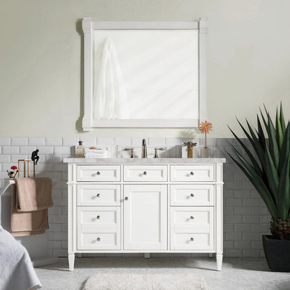 Brittany 48" Single Vanity, Bright White w/ 3 CM Victorian Silver Silestone Top w/FreePower Wireless Charger, view 6