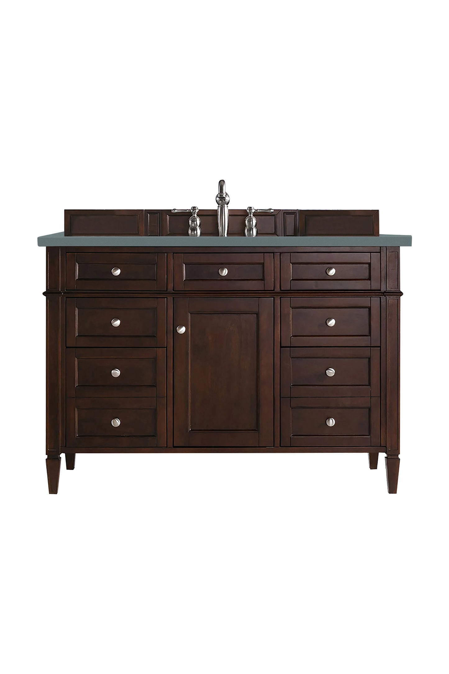Renovate for Less Atlanta Brittany 48" Single Vanity, Burnished Mahogany w/ 3 CM Cala Blue Silestone Top