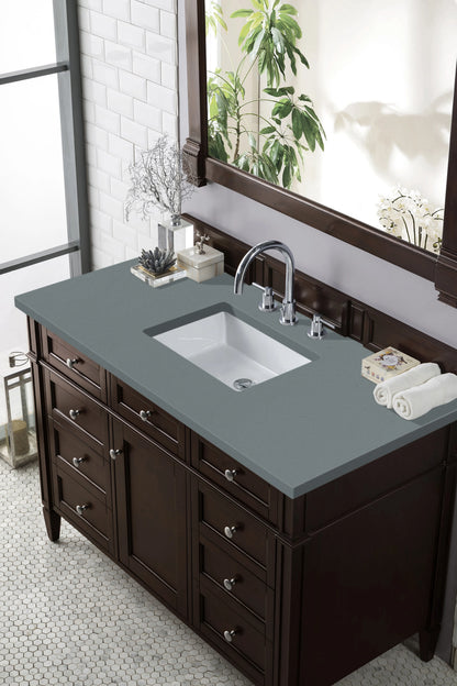 Renovate for Less Atlanta Brittany 48" Single Vanity, Burnished Mahogany w/ 3 CM Cala Blue Silestone Top, view 4