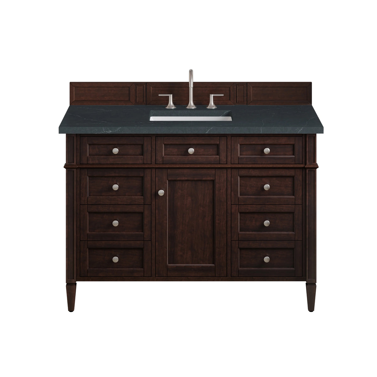 Brittany 48" Single Vanity, Burnished Mahogany w/ 3 CM Charcoal Soapstone Silestone Top