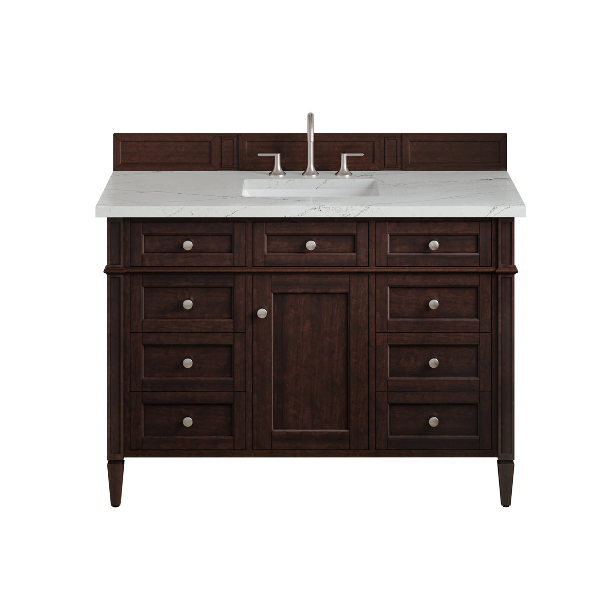 Brittany 48" Single Vanity, Burnished Mahogany w/ 3 CM Ethereal Noctis Silestone Top