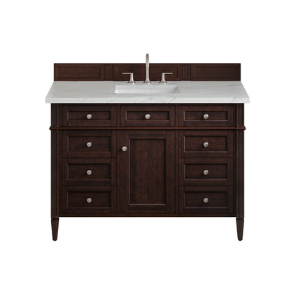 Brittany 48" Single Vanity, Burnished Mahogany w/ 3 CM Ethereal Noctis Silestone Top