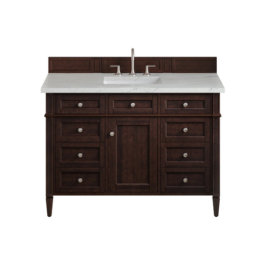 Brittany 48" Single Vanity, Burnished Mahogany w/ 3 CM Ethereal Noctis Silestone Top