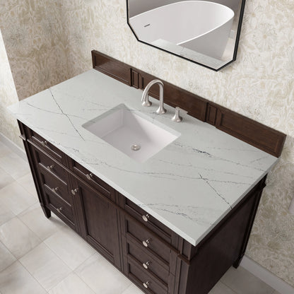 Brittany 48" Single Vanity, Burnished Mahogany w/ 3 CM Ethereal Noctis Silestone Top, view 7