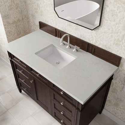 Brittany 48" Single Vanity, Burnished Mahogany w/ 3 CM Lime Delight Silestone Top, view 7