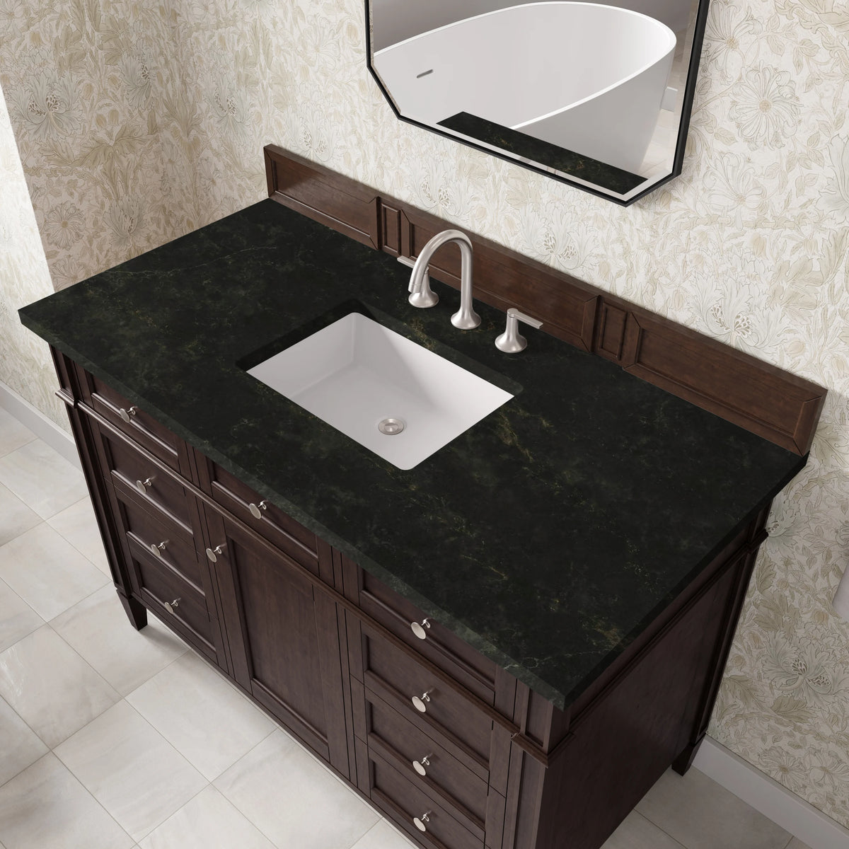 Brittany 48" Single Vanity, Burnished Mahogany, w/ 3 CM Phantome Eclos Top, view 6