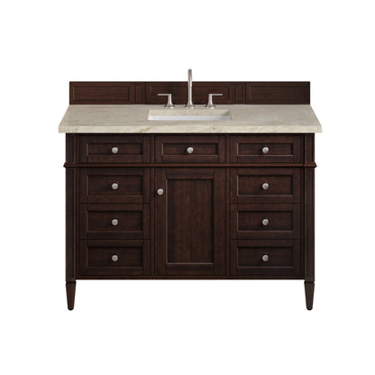 Brittany 48" Single Vanity, Burnished Mahogany, w/ 3 CM Tajnar Eclos Top