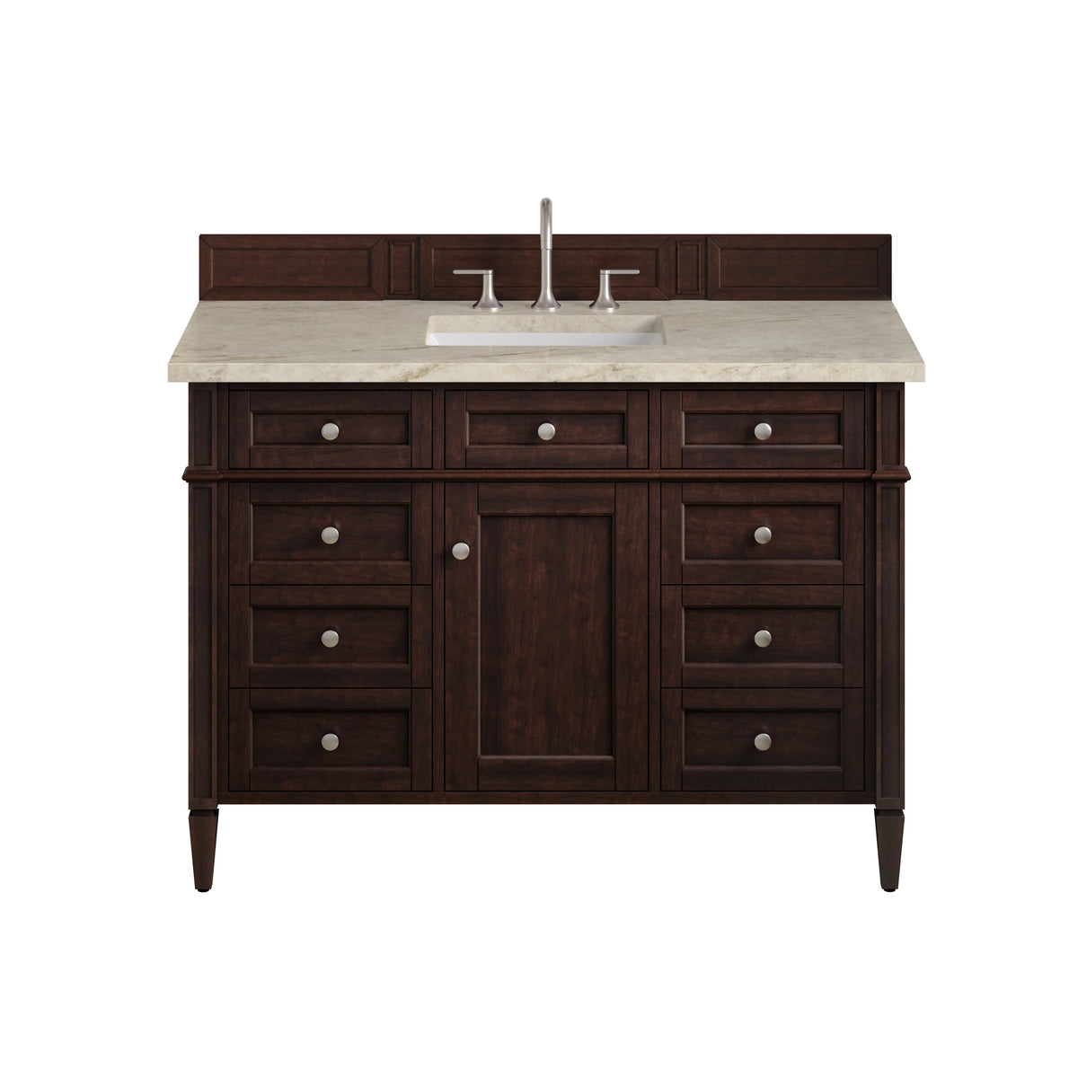 Brittany 48" Single Vanity, Burnished Mahogany, w/ 3 CM Tajnar Eclos Top w/FreePower Wireless Charger