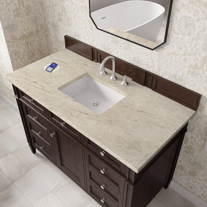 Brittany 48" Single Vanity, Burnished Mahogany, w/ 3 CM Tajnar Eclos Top w/FreePower Wireless Charger, view 8