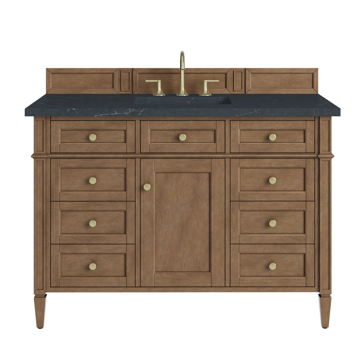 Brittany 48" Single Vanity, Pecan w/ 3 CM Charcoal Soapstone Silestone Top