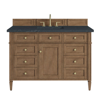 Brittany 48" Single Vanity, Pecan w/ 3 CM Charcoal Soapstone Silestone Top