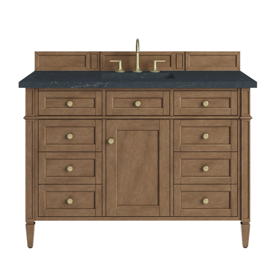 Brittany 48" Single Vanity, Pecan w/ 3 CM Charcoal Soapstone Silestone Top