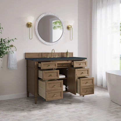 Brittany 48" Single Vanity, Pecan w/ 3 CM Charcoal Soapstone Silestone Top, view 5