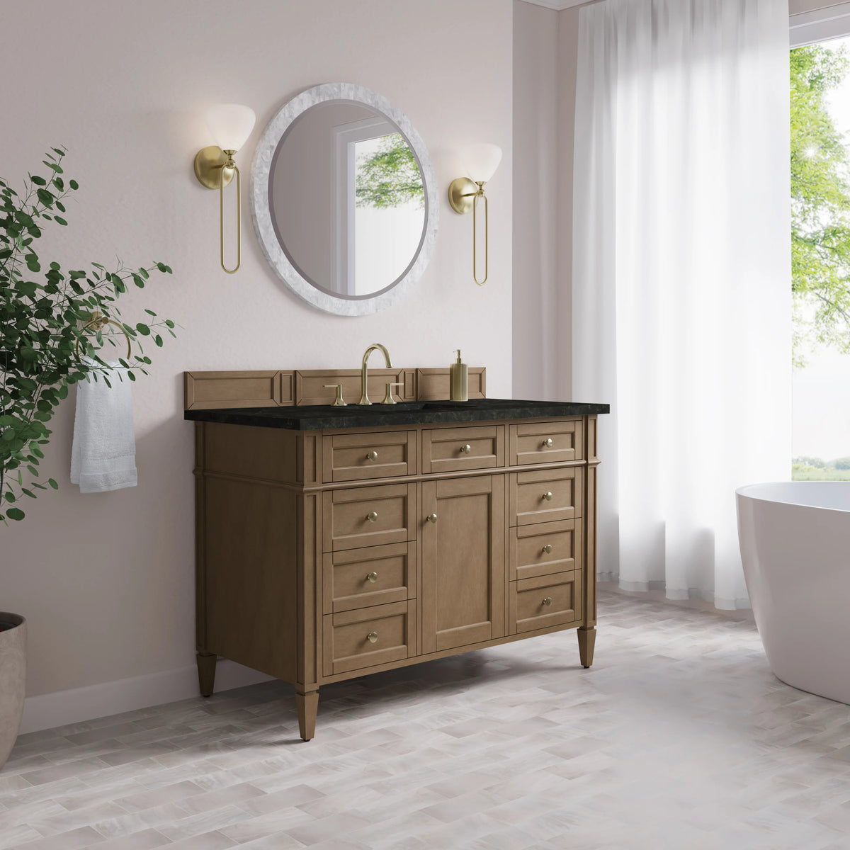 Brittany 48" Single Vanity, Pecan w/ 3 CM Phantome Eclos Top, view 4