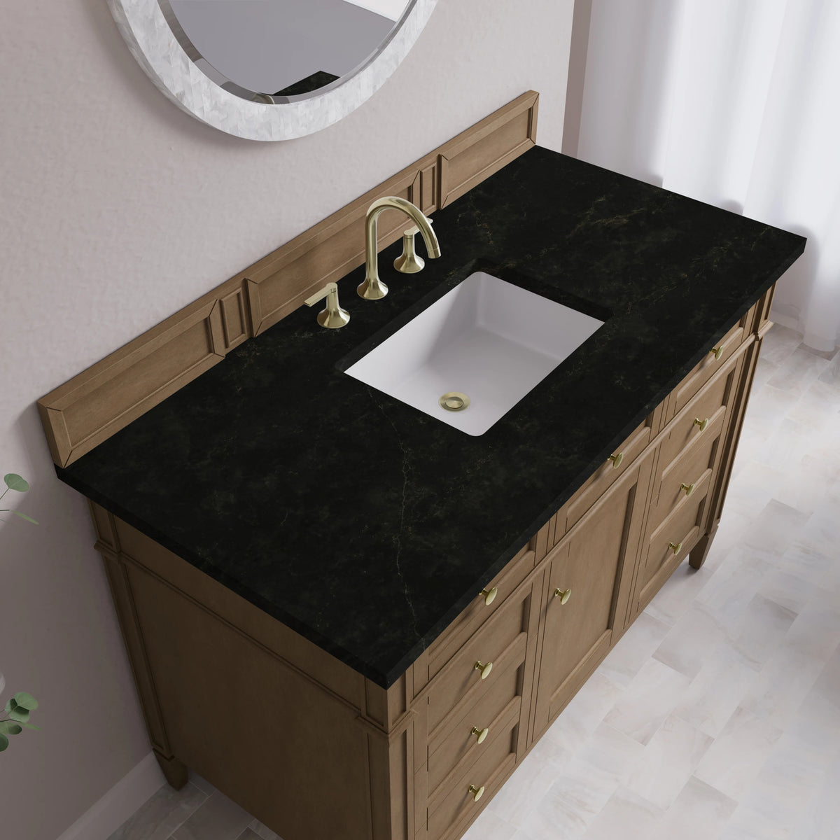 Brittany 48" Single Vanity, Pecan w/ 3 CM Phantome Eclos Top, view 8