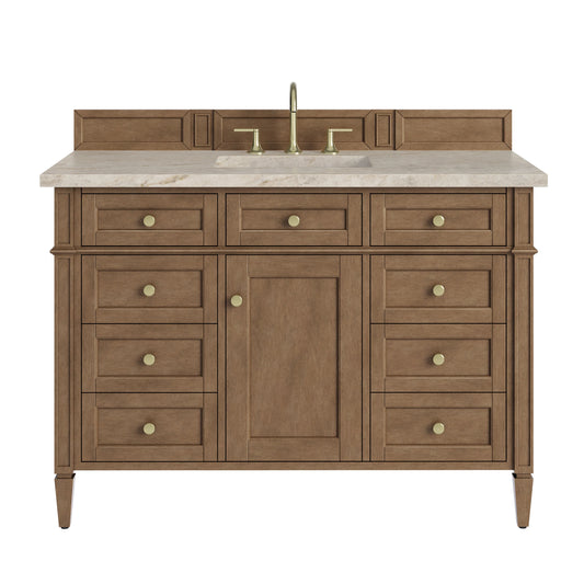 Brittany 48" Single Vanity, Pecan w/ 3 CM Tajnar Eclos Top