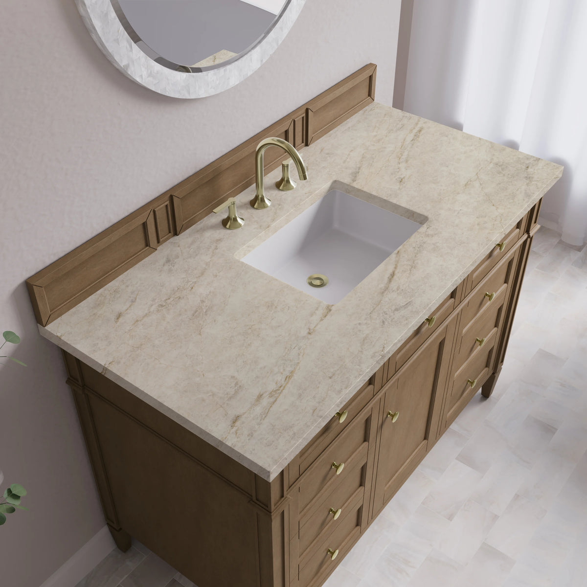 Brittany 48" Single Vanity, Pecan w/ 3 CM Tajnar Eclos Top, view 8
