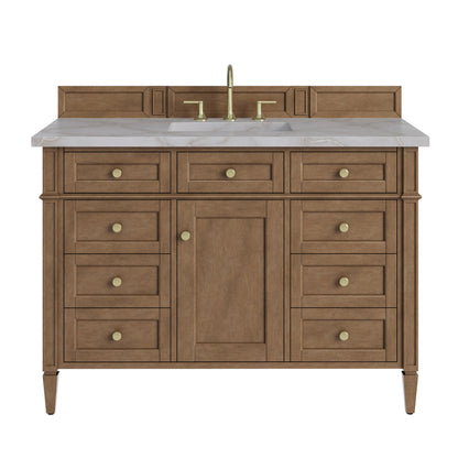 Brittany 48" Single Vanity, Pecan w/ 3 CM Victorian Silver Silestone Top