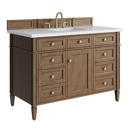 Brittany 48" Single Vanity, Pecan w/ 3 CM White Zeus Silestone Top, view 13