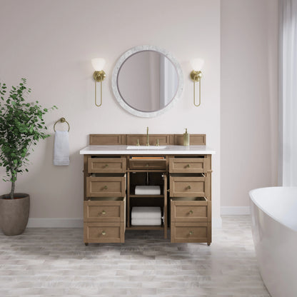Brittany 48" Single Vanity, Pecan w/ 3 CM White Zeus Silestone Top, view 6