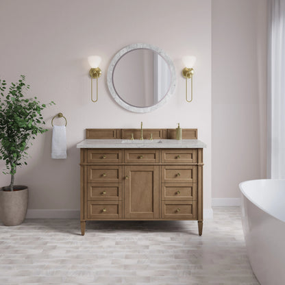 Brittany 48" Single Vanity, Pecan w/ 3 CM Eternal Jasmine Pearl Silestone Top w/FreePower Wireless Charger, view 4