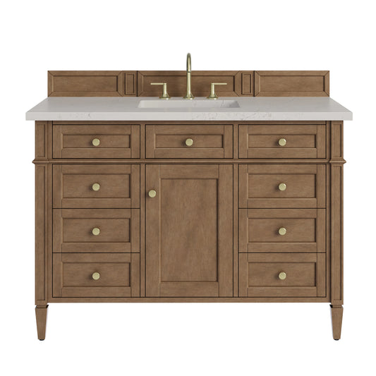 Brittany 48" Single Vanity, Pecan w/ 3 CM Siberian Silestone Top w/FreePower Wireless Charger