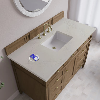 Brittany 48" Single Vanity, Pecan w/ 3 CM Siberian Silestone Top w/FreePower Wireless Charger, view 10