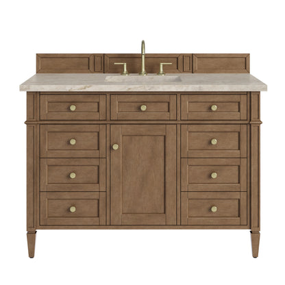 Brittany 48" Single Vanity, Pecan w/ 3 CM Tajnar Eclos Top w/FreePower Wireless Charger