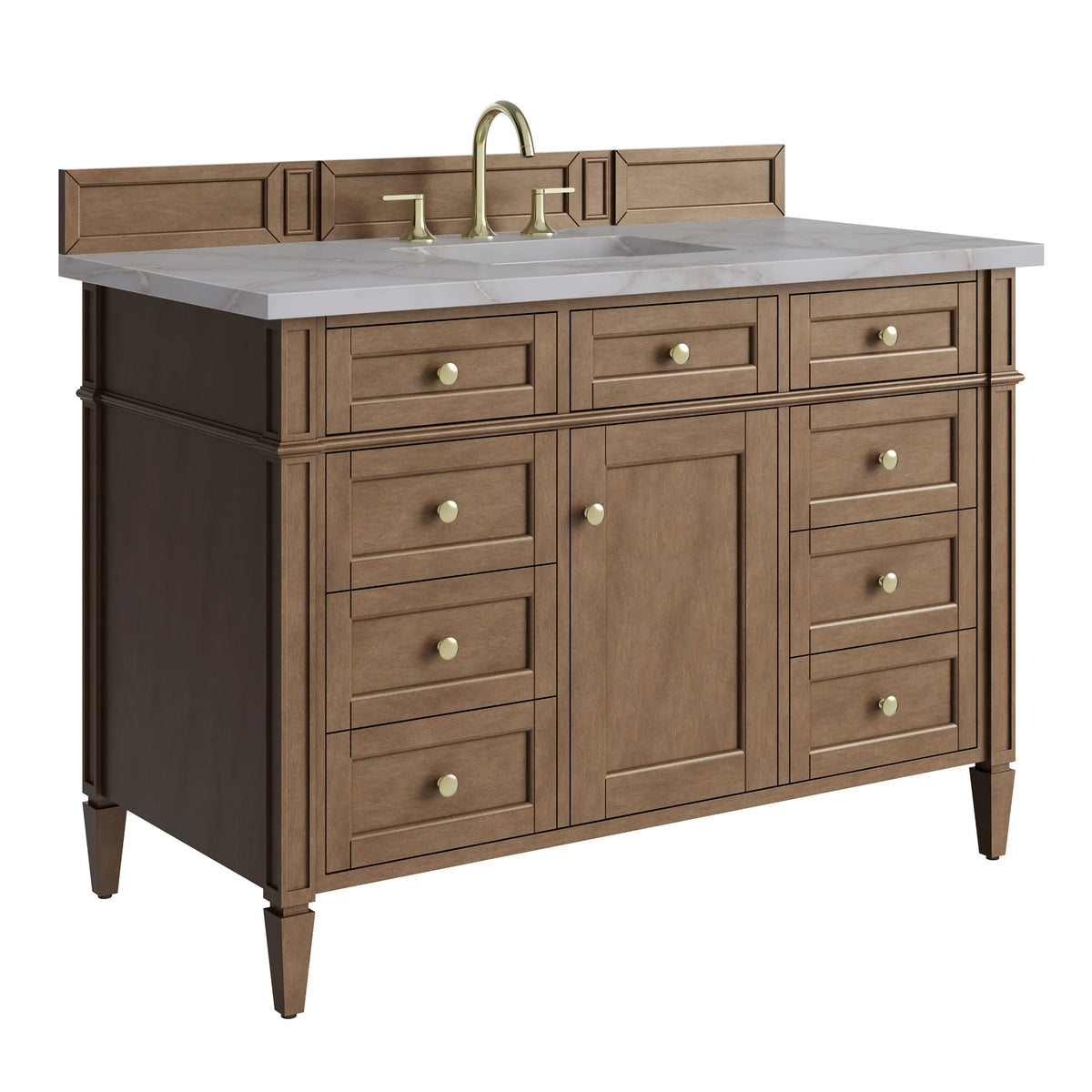 Brittany 48" Single Vanity, Pecan w/ 3 CM Victorian Silver Silestone Top w/FreePower Wireless Charger, view 12