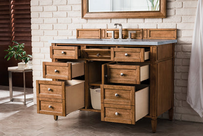 Brittany 48" Single Vanity, Saddle Brown w/ 3 CM Carrara Marble Top, view 5