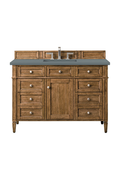 Renovate for Less Atlanta Brittany 48" Single Vanity, Saddle Brown w/ 3 CM Cala Blue Silestone Top