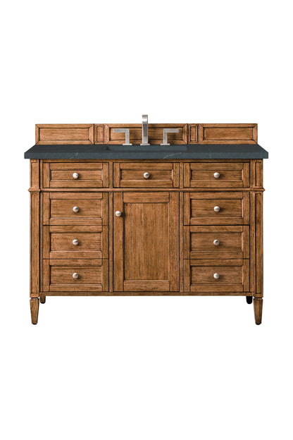 Brittany 48" Single Vanity, Saddle Brown w/ 3 CM Charcoal Soapstone Silestone Top