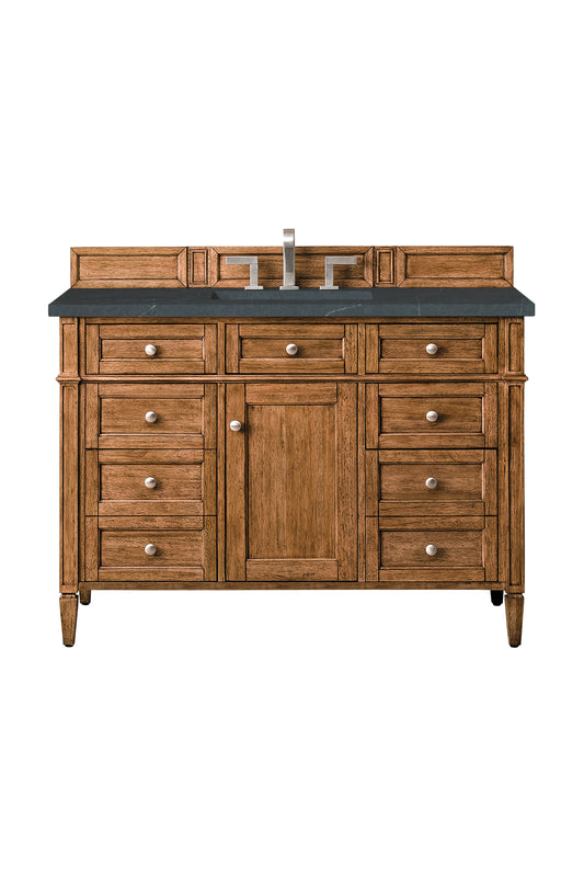 Brittany 48" Single Vanity, Saddle Brown w/ 3 CM Charcoal Soapstone Silestone Top
