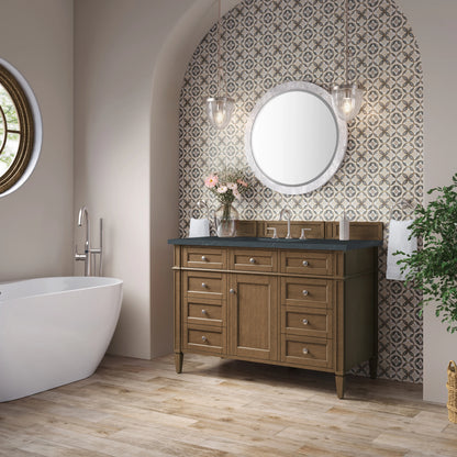 Brittany 48" Single Vanity, Saddle Brown w/ 3 CM Charcoal Soapstone Silestone Top, view 4