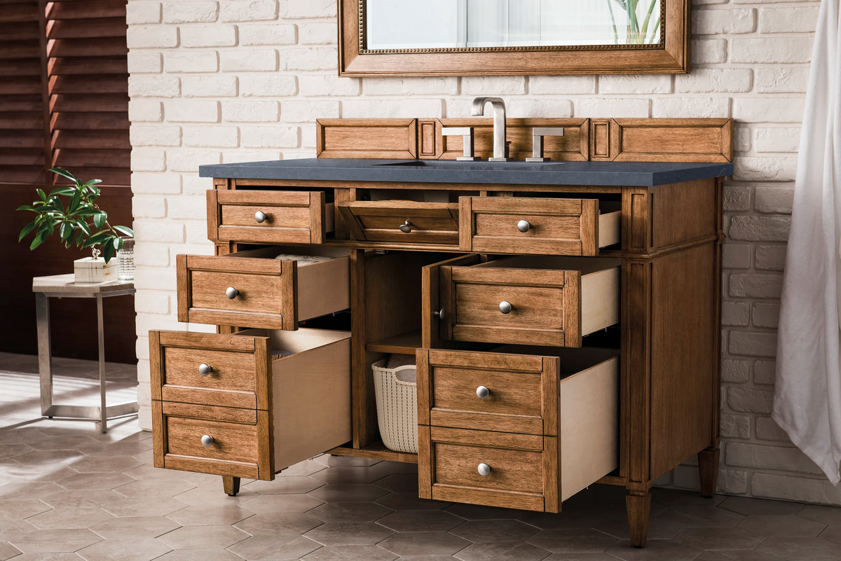 Brittany 48" Single Vanity, Saddle Brown w/ 3 CM Charcoal Soapstone Silestone Top, view 5