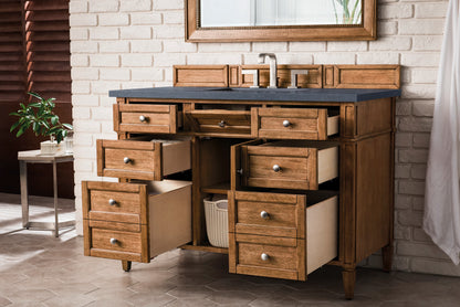Brittany 48" Single Vanity, Saddle Brown w/ 3 CM Charcoal Soapstone Silestone Top, view 5