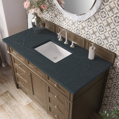 Brittany 48" Single Vanity, Saddle Brown w/ 3 CM Charcoal Soapstone Silestone Top, view 7