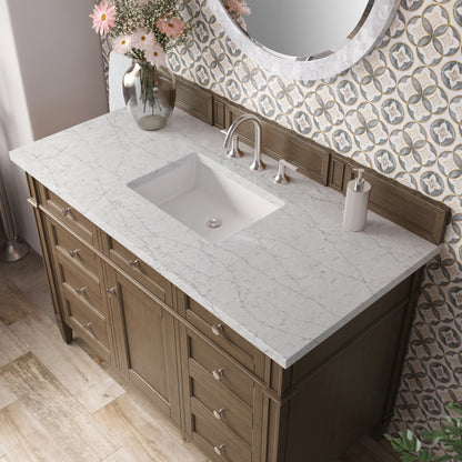 Brittany 48" Single Vanity, Saddle Brown w/ 3 CM Eternal Jasmine Pearl Silestone Top, view 7