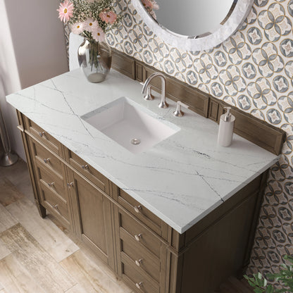 Brittany 48" Single Vanity, Saddle Brown w/ 3 CM Ethereal Noctis Silestone Top, view 7
