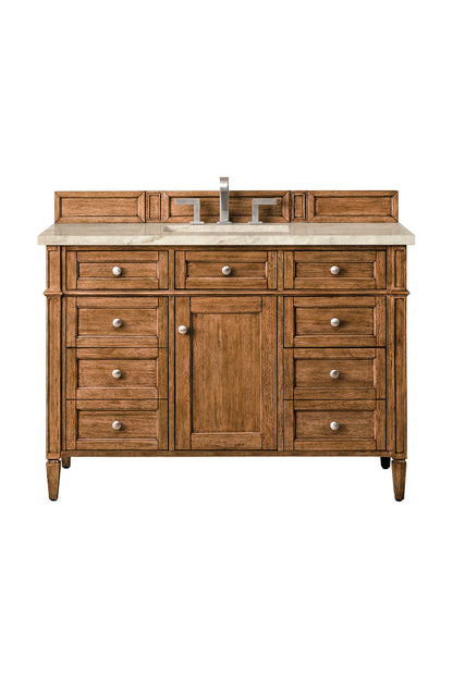 Brittany 48" Single Vanity, Saddle Brown, w/ 3 CM Tajnar Eclos Top