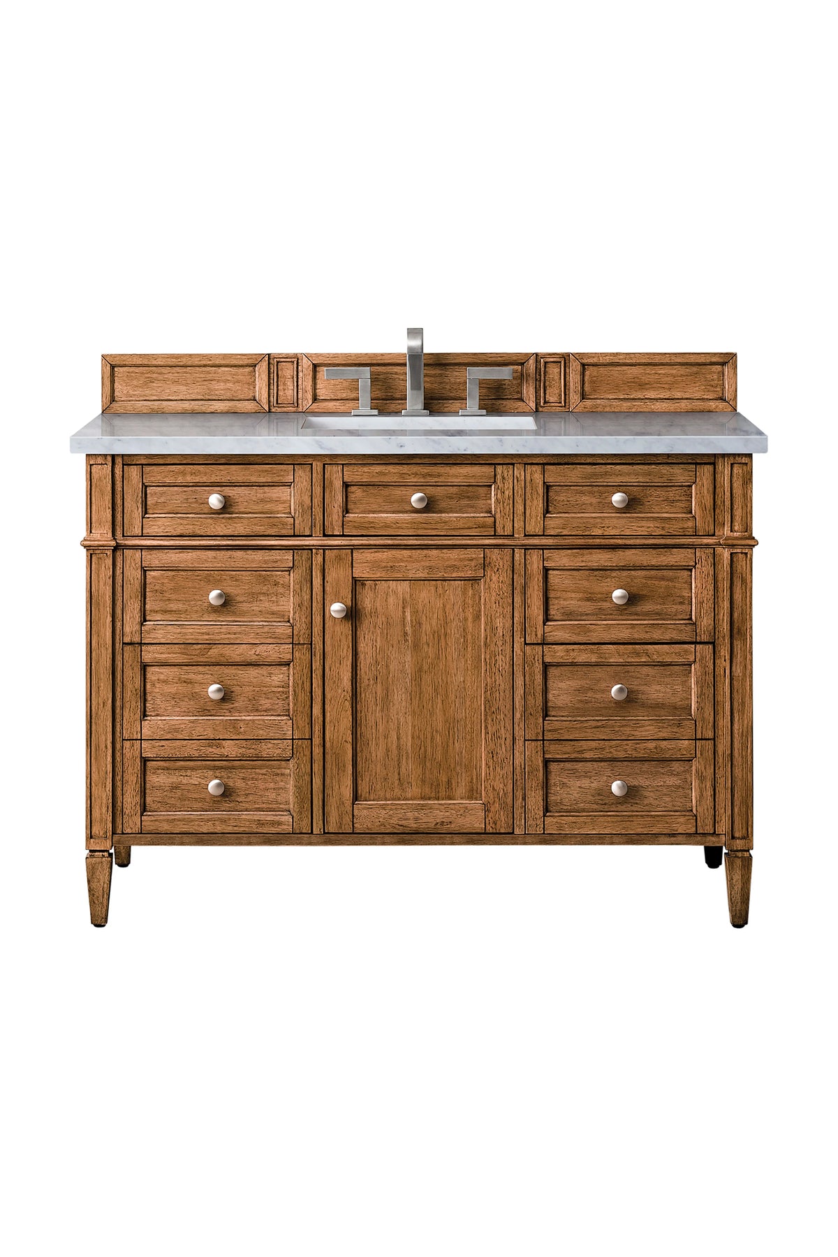 Brittany 48" Single Vanity, Saddle Brown w/ 3 CM Eternal Jasmine Pearl Silestone Top w/FreePower Wireless Charger