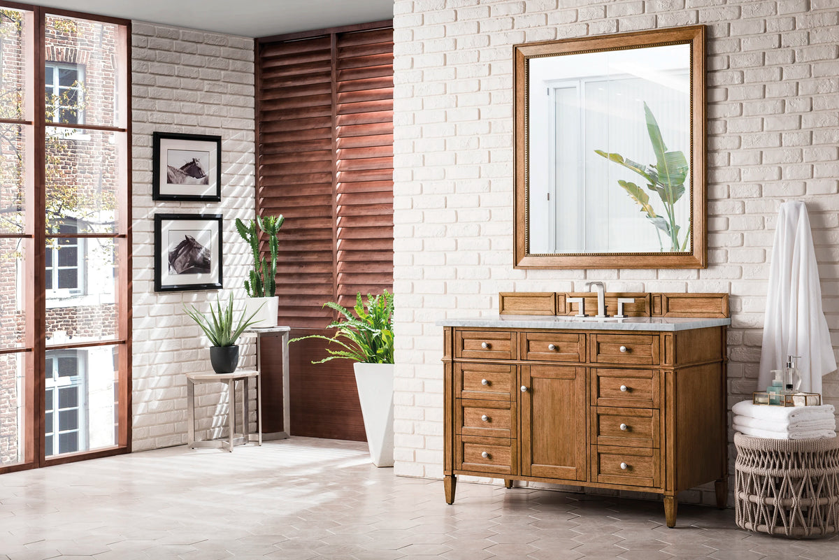 Brittany 48" Single Vanity, Saddle Brown w/ 3 CM Eternal Jasmine Pearl Silestone Top w/FreePower Wireless Charg, view 7