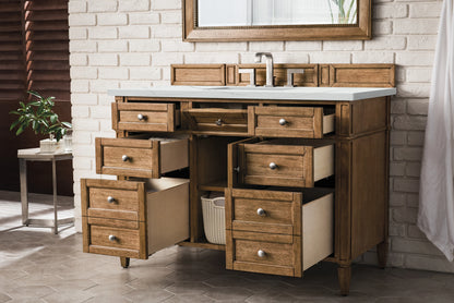 Brittany 48" Single Vanity, Saddle Brown w/ 3 CM Ethereal Noctis Silestone Top w/FreePower Wireless Charger, view 8