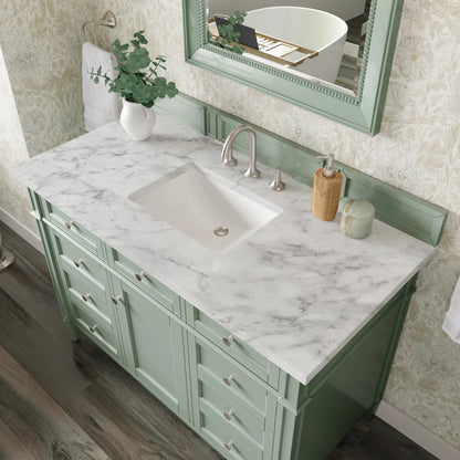 Brittany 48" Single Vanity, Sage Green w/ 3 CM Carrara Marble Top, view 7
