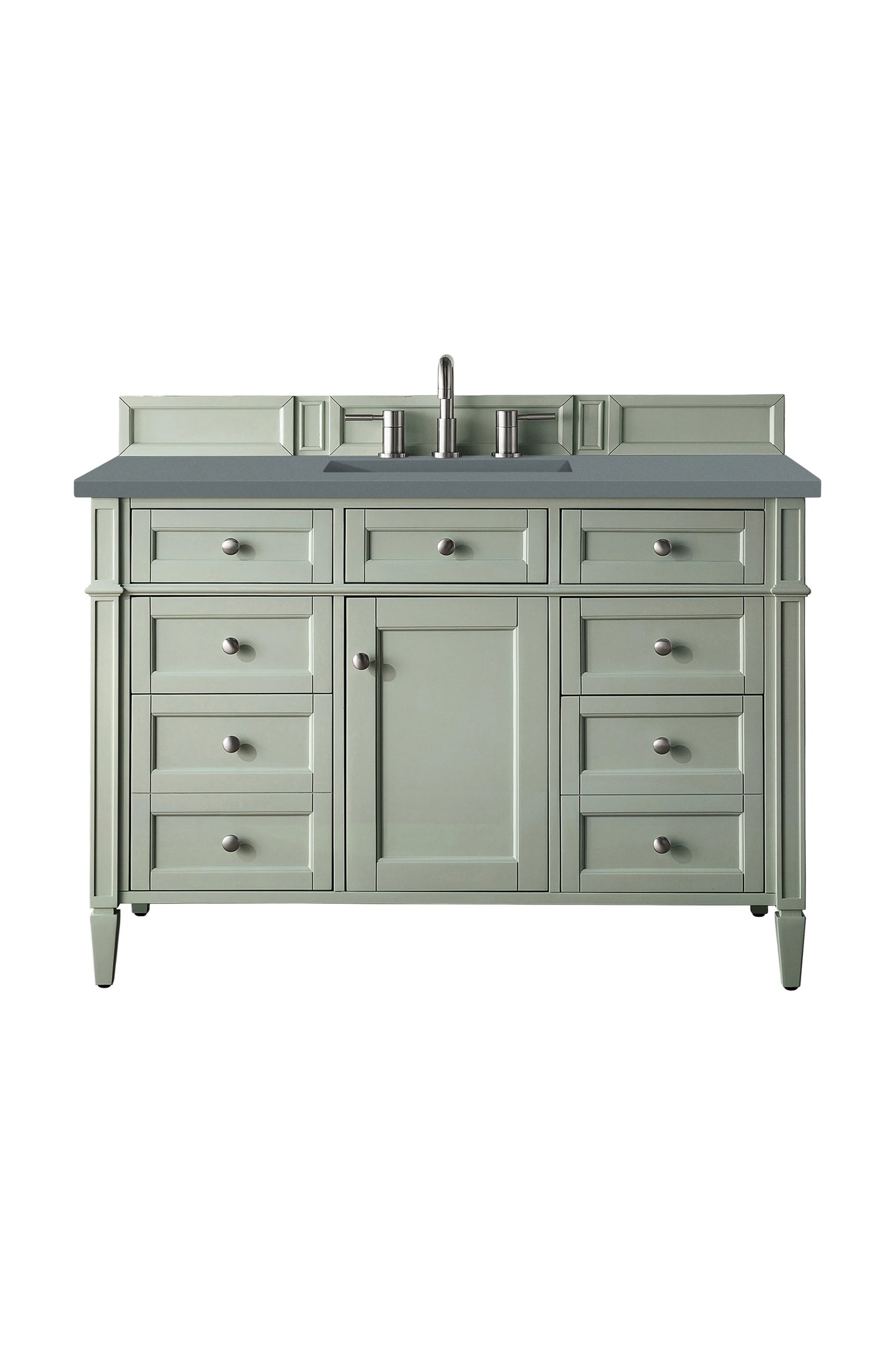 Renovate for Less Atlanta Brittany 48" Single Vanity, Sage Green w/ 3 CM Cala Blue Silestone Top