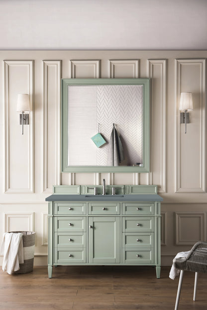 Renovate for Less Atlanta Brittany 48" Single Vanity, Sage Green w/ 3 CM Cala Blue Silestone Top, view 3