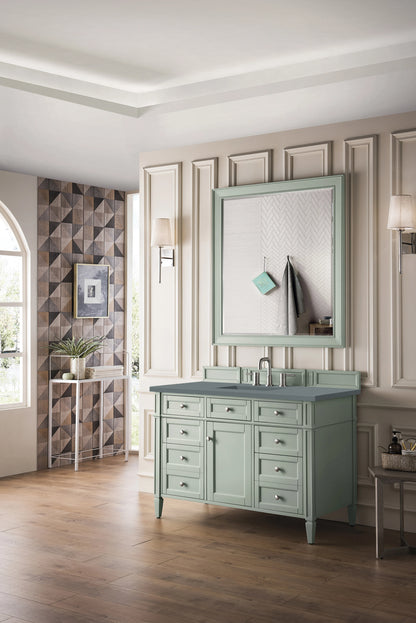 Renovate for Less Atlanta Brittany 48" Single Vanity, Sage Green w/ 3 CM Cala Blue Silestone Top, view 4