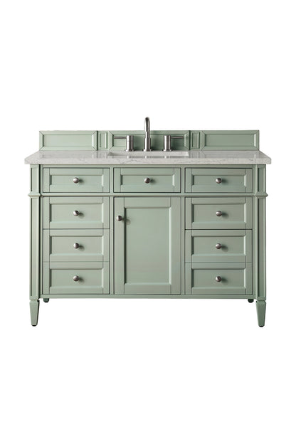 Brittany 48" Single Vanity, Sage Green w/ 3 CM Eternal Jasmine Pearl Silestone Top