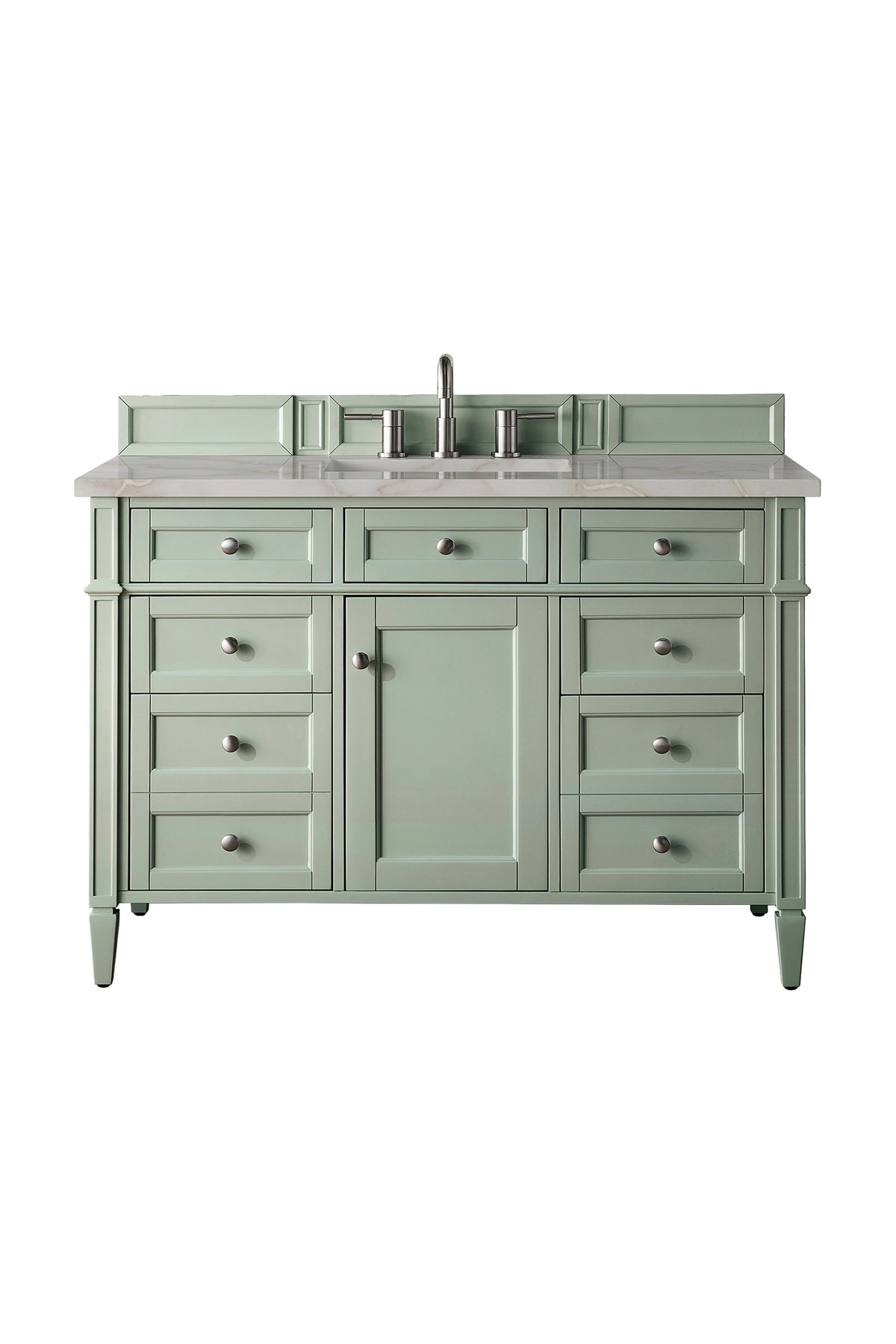 Brittany 48" Single Vanity, Sage Green w/ 3 CM Victorian Silver Silestone Top